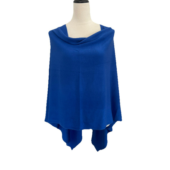 Coco + Carmen Women’s Sweater Poncho Blue Acrylic One Size - Picture 1 of 6
